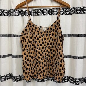 A New Day Leopard Print Cami L Spaghetti Strap Top Animal Print Rayon Tank